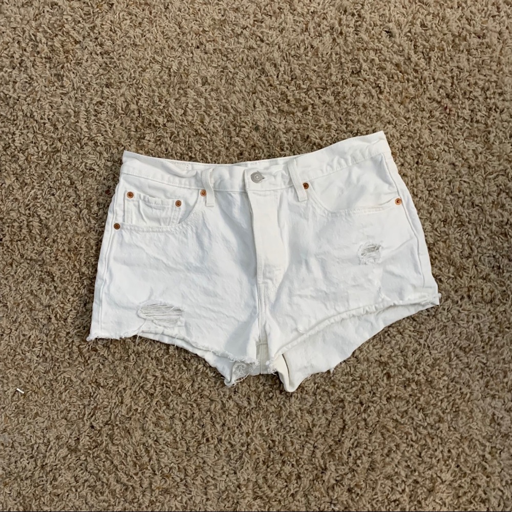 Levi’s white Jean shorts